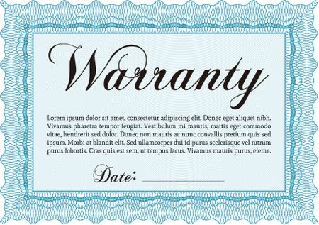 Sky blue warranty certificate template