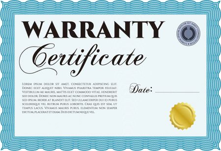 Sky blue warranty certificate template