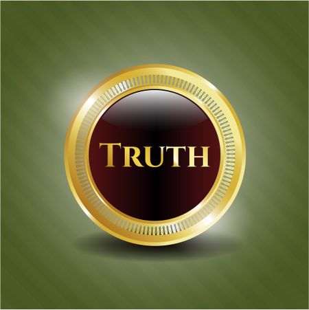 Truth gold shiny badge with green background