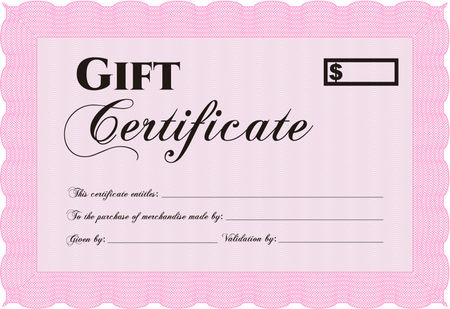 Pink gift certificate template