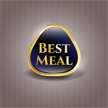 Best meal blue shiny badge with background