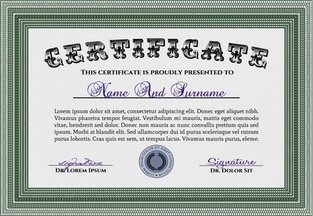 Green certificate or diploma template