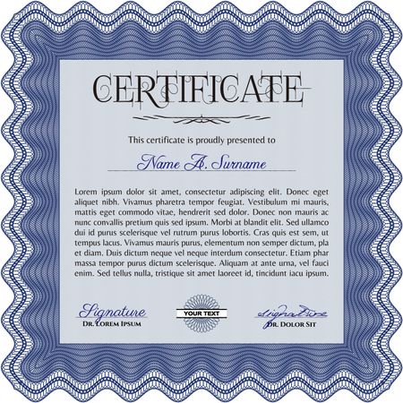 Blue square certificate or diploma template