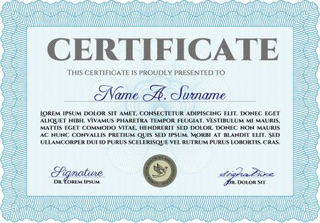 Sky blue certificate template
