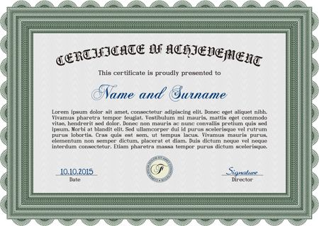 Green horizontal certificate or diploma template