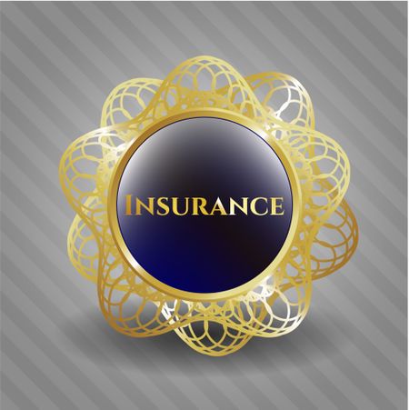 Insurance gold shiny badge with background