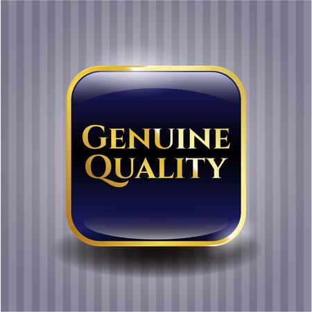 Genuine quality blue shiny badge with golden border