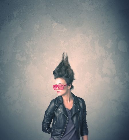 extreme-hair-style-young-woman-portrait-272608283 Extreme hair style young woman portrait on vintage background