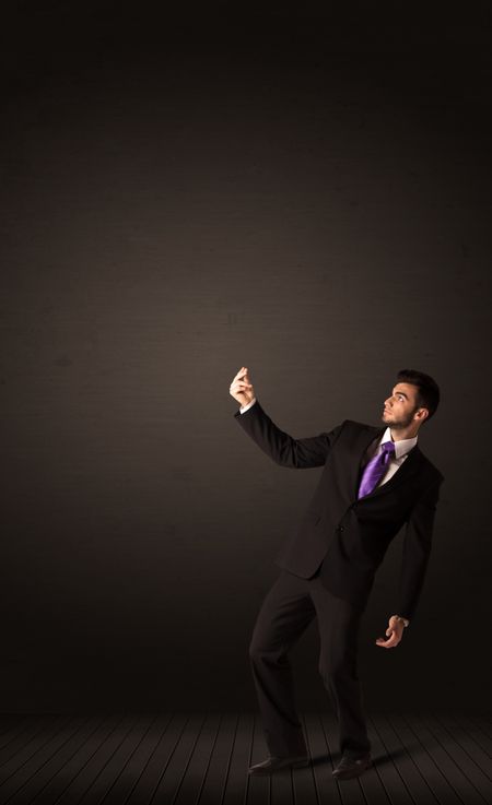 Businessman makings gestures with his hands