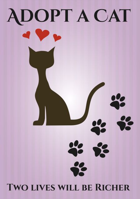 Adopt a cat poster or card with pink background