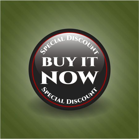 Buy it now black badge with green background