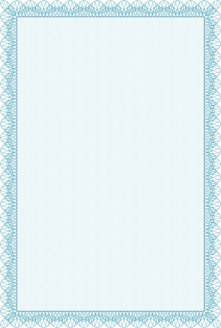 Sky blue vertical isolated certificate or diploma template