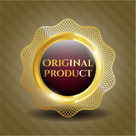 Original product gold shiny badge with brow background