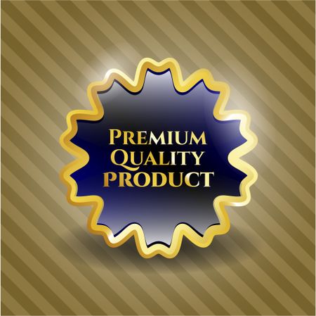 Premium quality product gold shiny emblem with background