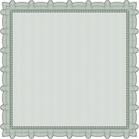 Square green certificate or diploma template