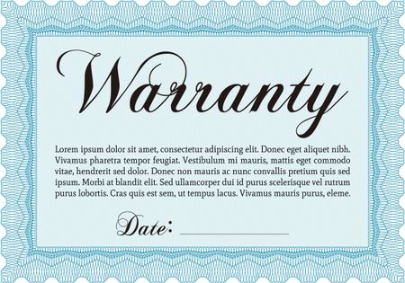 Sky blue warranty certificate 