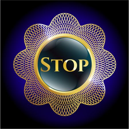 Stop gold shiny badge