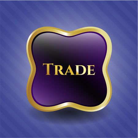 Gold trade emblem with blue background
