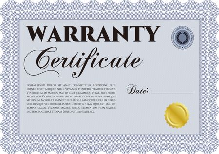 Blue warranty certificate template