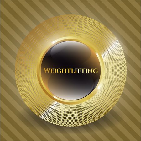 Weightlifting gold shiny badge