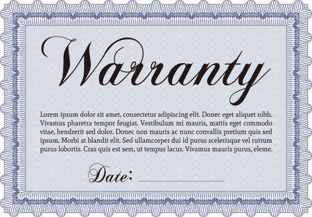 Blue warranty certificate template