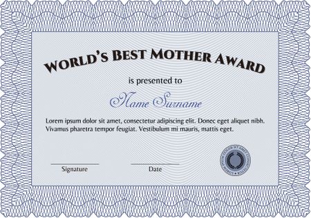 Blue world's best mother award template