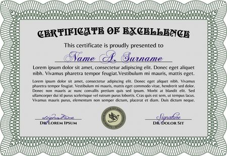 Green horizontal certificate or diploma template