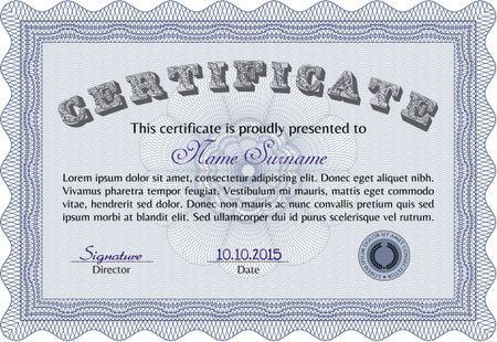 Certificate of completion template. Vector
