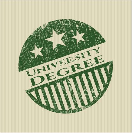 University degree green rubber grunge seal