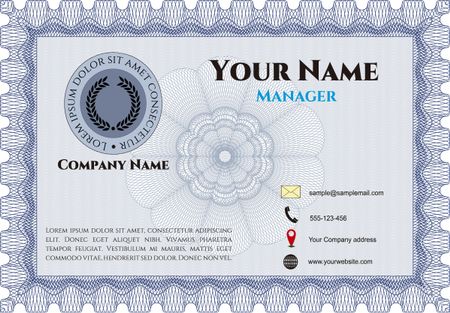 Blue presentation card template