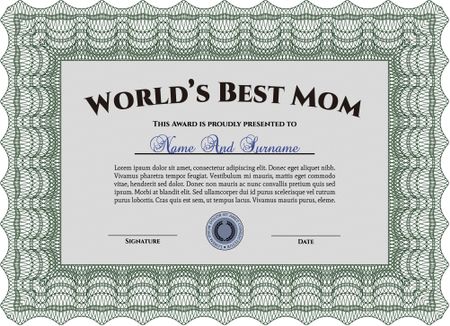 Green world's best mom award