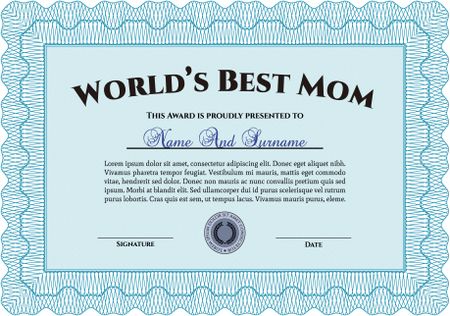 Sky blue world's best mom award