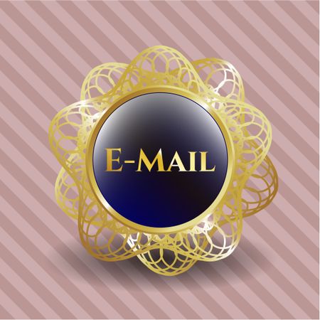 Email gold shiny badge with pink background