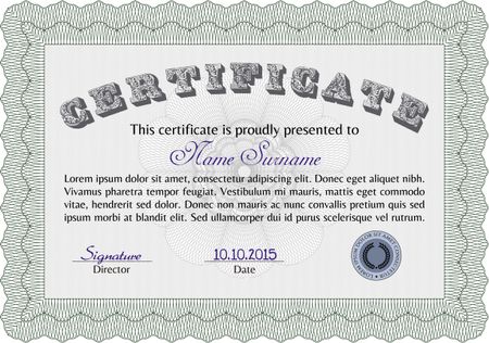 Certificate design. Vector pattern that is used in currency and diplomas