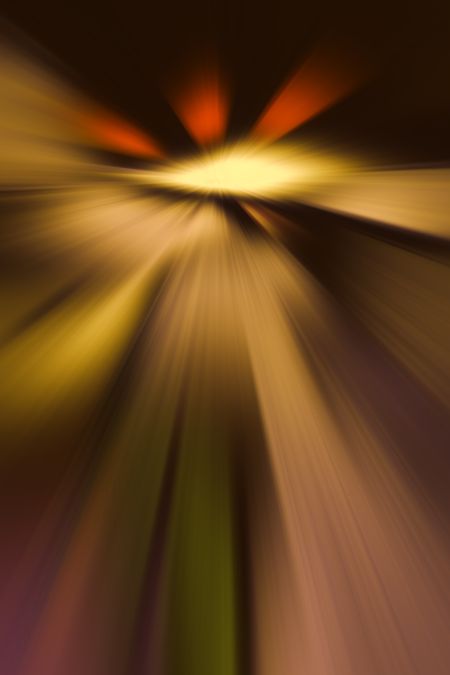 Abstract with radial blur of beams emanating from glowing core, like an otherworldly portal, for themes of origin, revelation, or an alternate universe