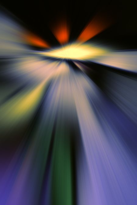 Multicolored abstract of mysterious light source and rays with radial blur