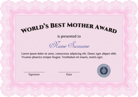 World's best mother award pink template