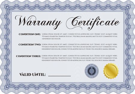 Blue warranty certificate