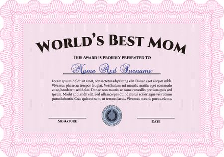 Pink world's best mom diploma