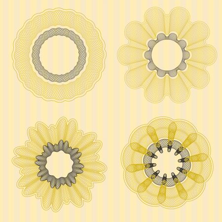 Set of four guilloche rosettes