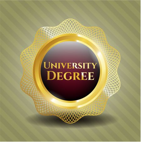 University degree gold shiny badge with complex border