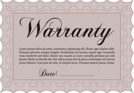 Red warranty certificate