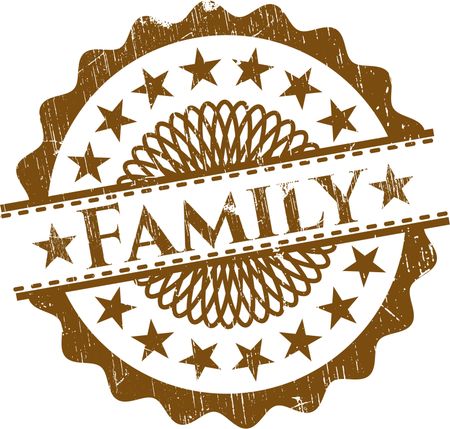 Family brown isolated rubber stamp
