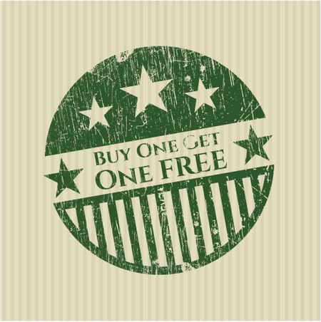 Buy one get one free green rubber stamp