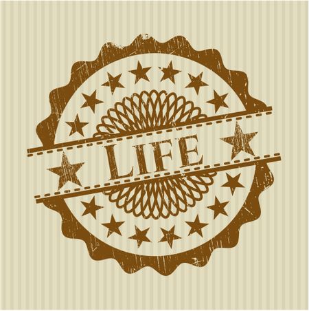 Life rubber grunge stamp with background