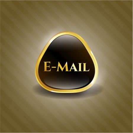 Email gold shiny badge with brown background