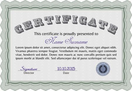Certificate / Diploma of completion / Design template.  