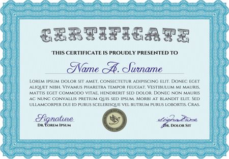 Certificate design. Vector pattern that is used in currency and diplomas