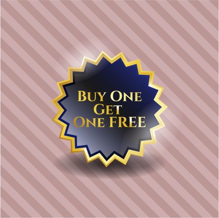 Buy one get one free gold shiny badge with pink background