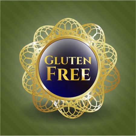 Gluten free gold shiny badge with green background